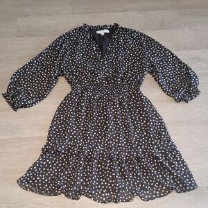 Emma & Michele Poka Dot Ruffle Georgette Dress